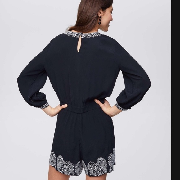 Loft embroidered wrap romper M petite NWOT - Picture 2 of 11